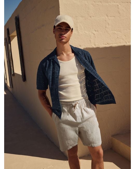 Next Natural Linen Blend Elasticated Waist Shorts for men