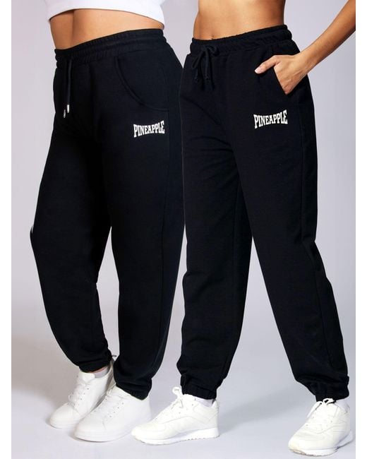 Pineapple Black Oversized Pocket Cuffed Joggers
