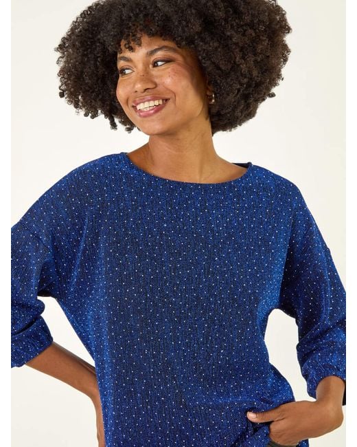 Roman Blue Textured Stretch T-Shirt