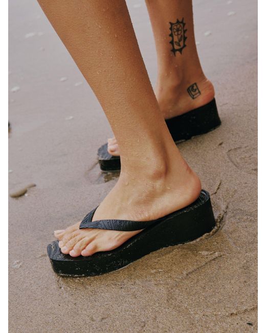 Sleeper Brown High Platform Wedge Flip Flops