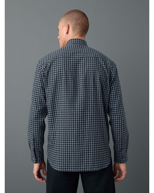 Next Blue Regular Fit Check Soft Touch 100% Cotton Smart Long Sleeve Shirt for men