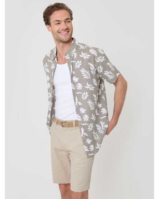 Threadbare Gray Button Down Collar Short Sleeve Shirt for men