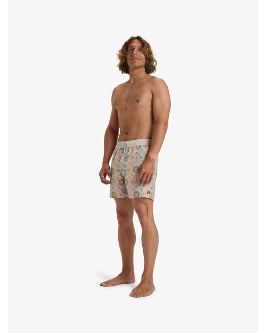 Billabong Natural Vacay Geometric Print Logo Swim Shorts for men