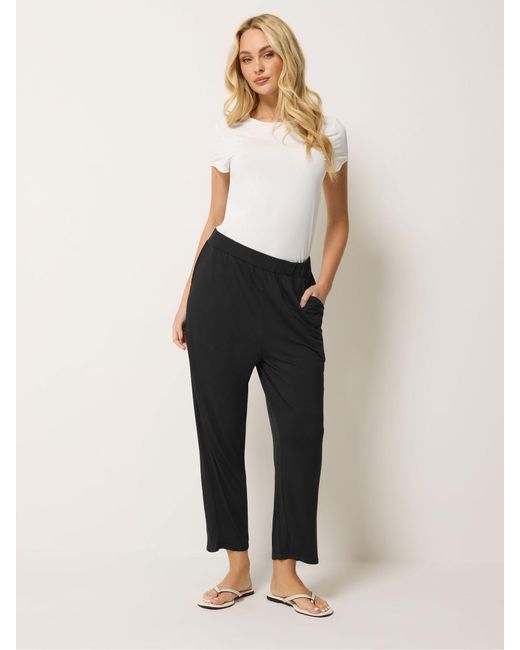 M Com Black Cropped Hareem Trousers