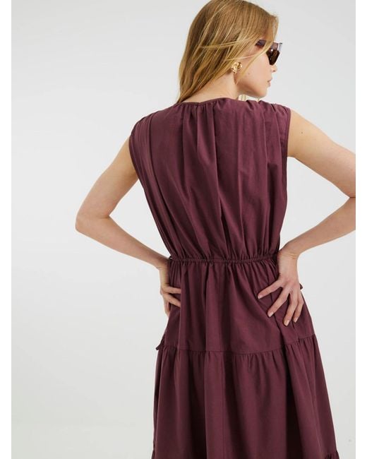 River Island Purple Draw String Tiered Cotton Maxi Dress