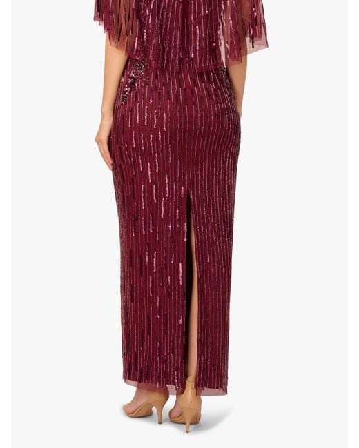 Adrianna Papell Red Cape Bead Long Dress