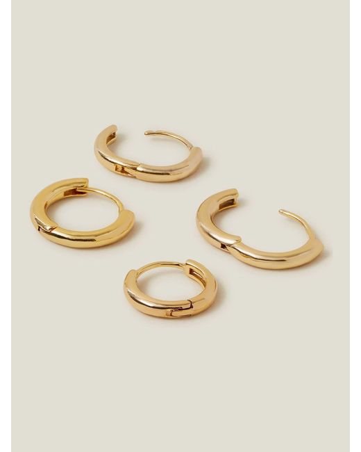 Accessorize Metallic Tone 14Ct Hoop Earrings 2 Pack