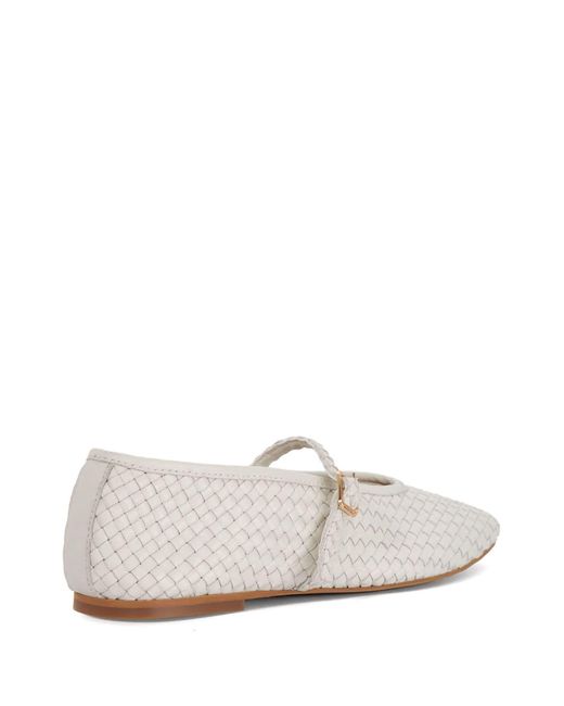 Dune White Standard Fit Leather Headliner Ballet Pumps