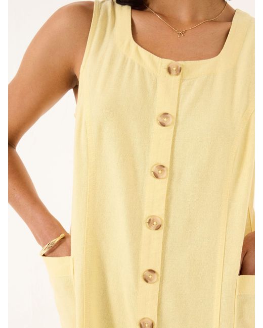 FatFace Natural Fatface Binny Button Linen Dress