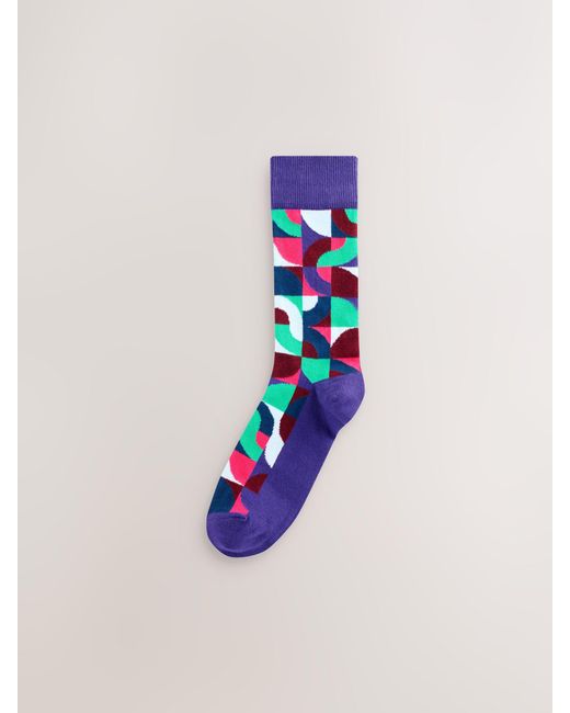 Next Red Bright/ Geo Pattern Socks 8 Pack for men