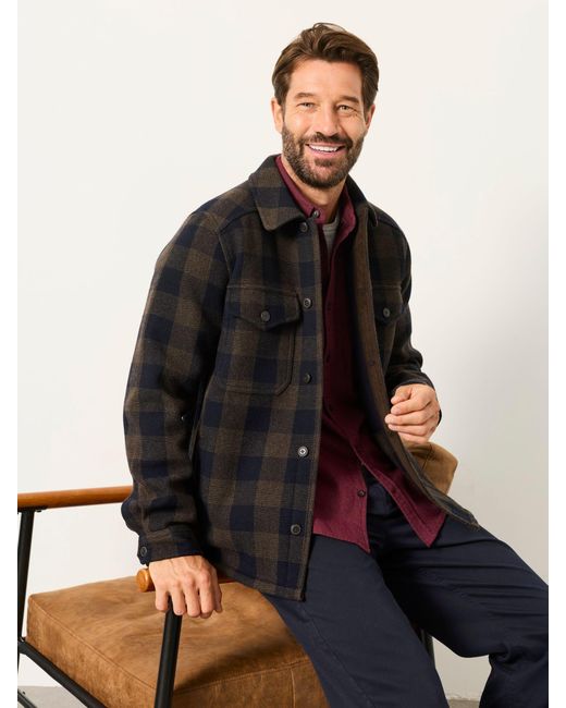 FatFace Black Fatface Milton Wool Mix Bonded Overshirt for men