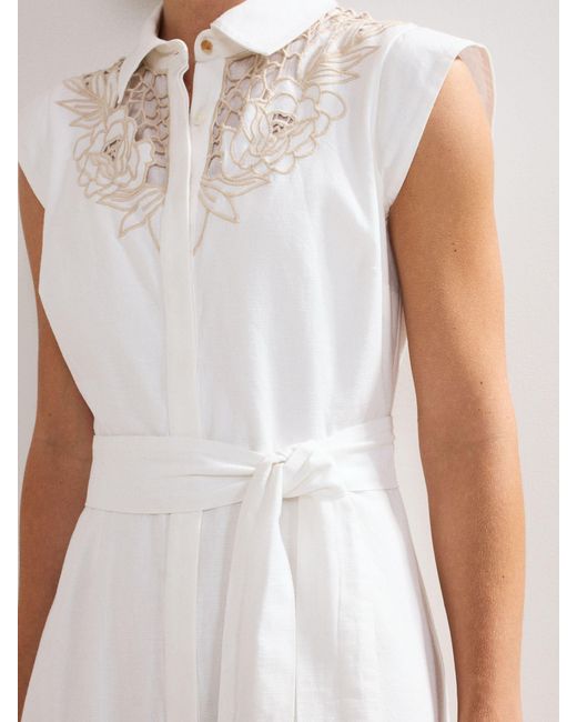 Phase Eight White Melana Shirt 100% Cotton Dress