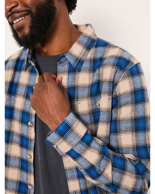 FatFace Blue Fatface Hayle Long Sleeve Check Shirt for men