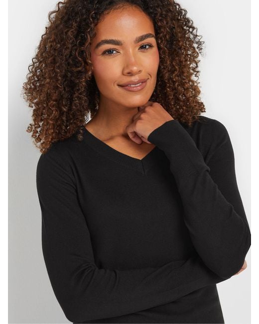 M Com Black V-Neck Jumper