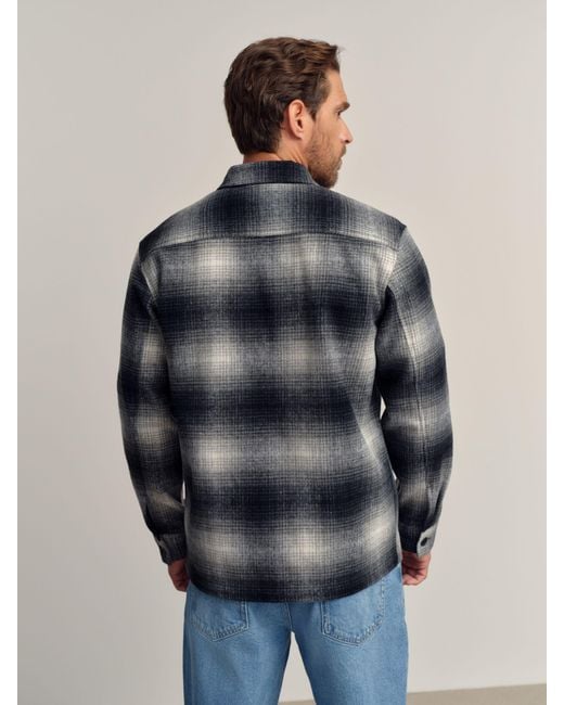 Next Blue Ombre Check Shacket for men
