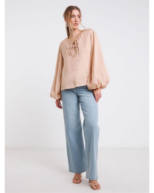 Simply Be Pink Rami Volume Sleeve Blouse