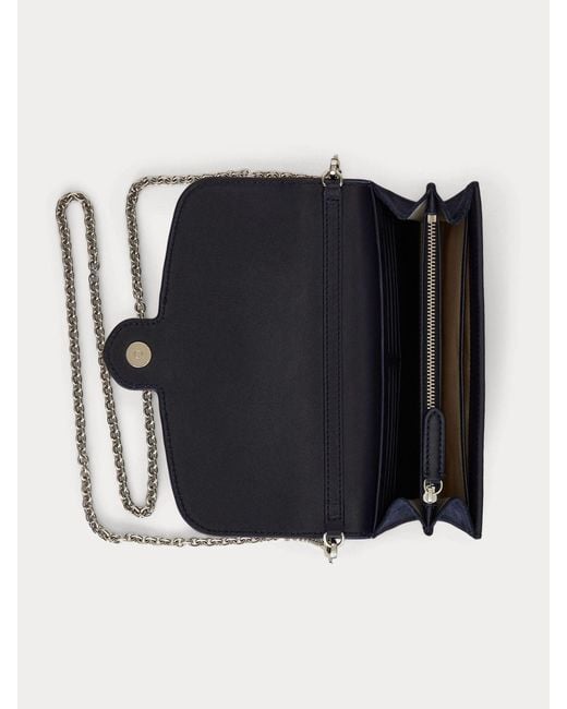 Ralph Lauren Blue Adair Leather Chain Cross-Body Clutch Bag