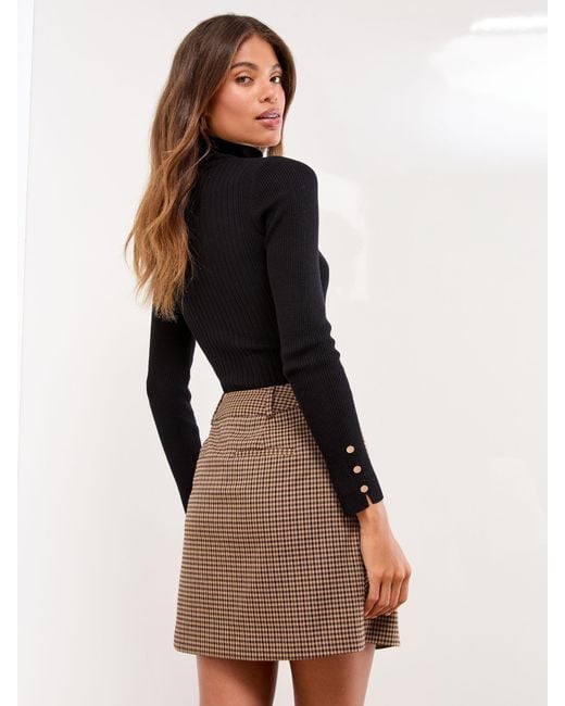 Lipsy Brown Mini Split Side Skirt