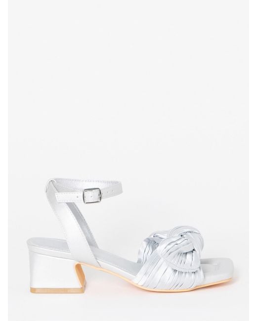 Simply Be White Extra Wide Fit Side Bow Low Block Heels