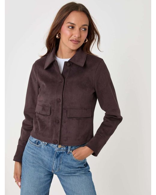 Threadbare Purple Dark Faux Suede Collared Jacket