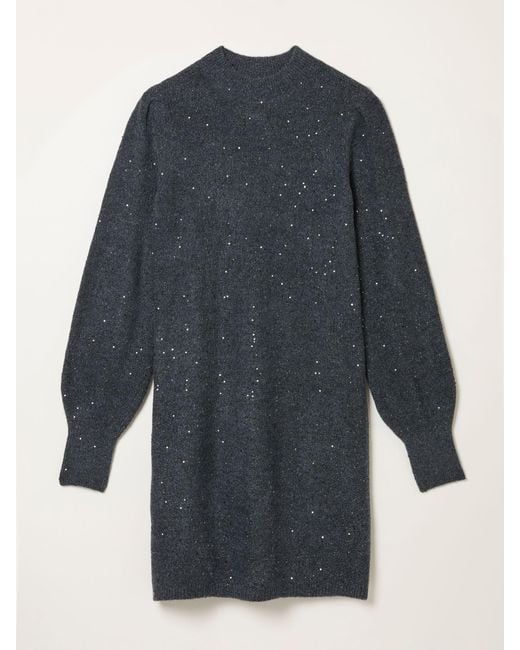 FatFace Blue Fatface Sparkle Knit Mini Dress