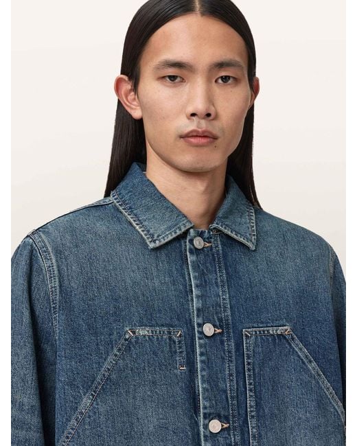 AllSaints Blue Allsaints Mukesh Embroidered Jacket for men