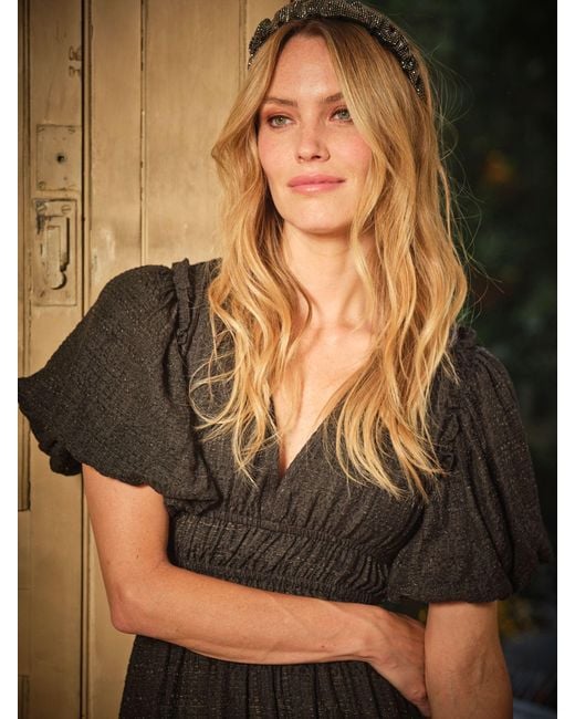 FatFace Black Fatface Tabitha Textured Midi Dress