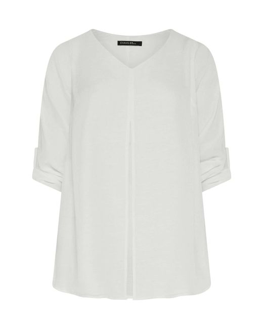 Evans White Long Sleeve Double Layer Top