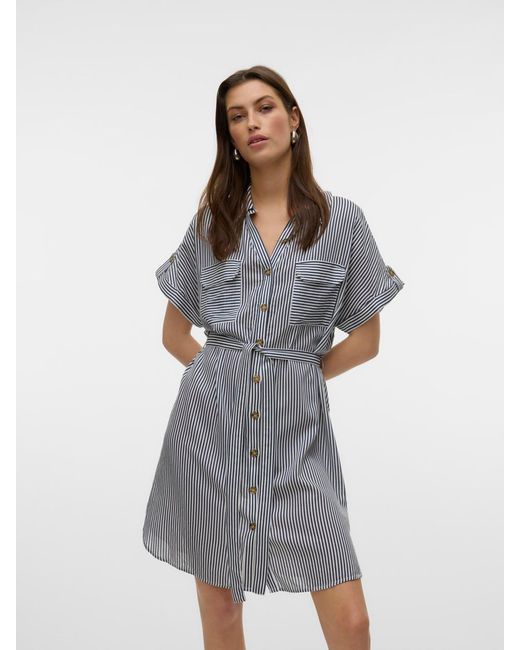 Vero Moda Gray Short Sleeve Shirt Dress