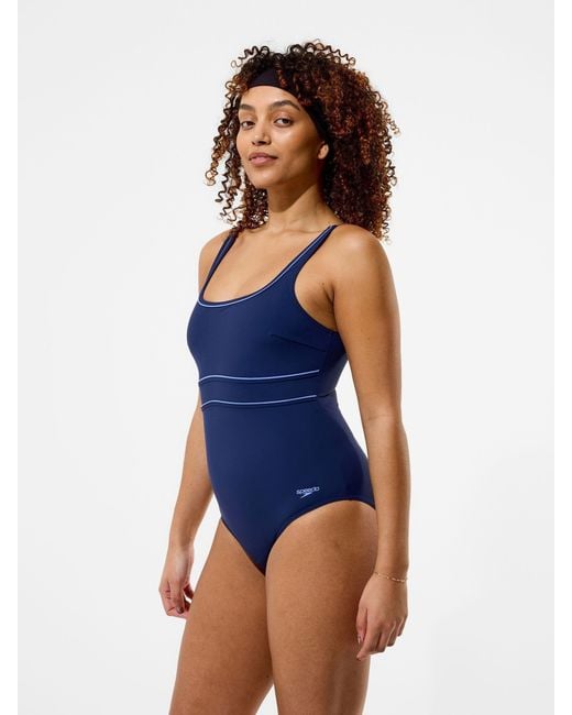 Speedo Blue Solid Contour Eclipse Swimsuit