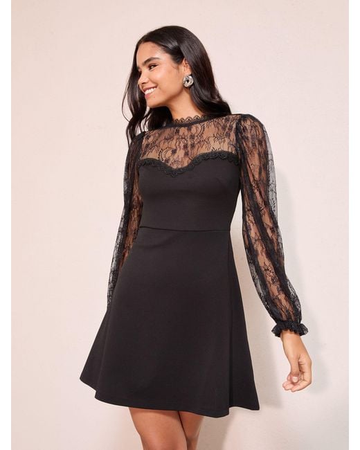 black lace dress long sleeve mini and short black cocktail dresses for weddings. Long Sleeve High Neck Corseted