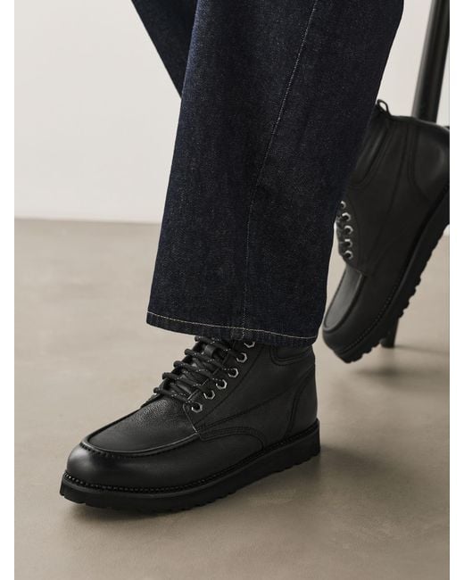Next Black Leather Apron Wedge Boots for men