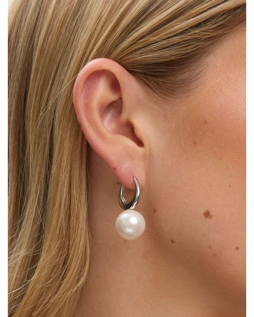 Jon Richard Metallic Plated Polished And Crystal Stone Pearl Hoops