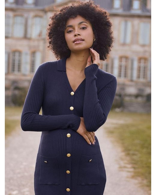 Seraphine Blue Maternity Knitted Dress