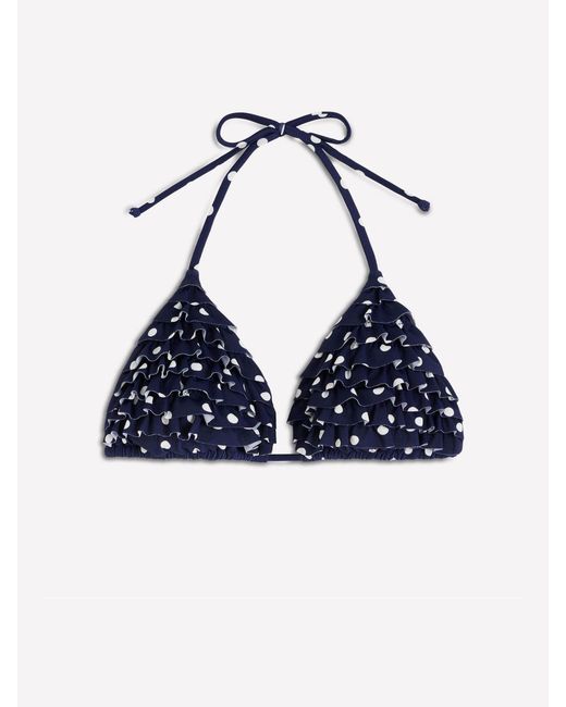 Boden Blue Ruffle Bikini Top