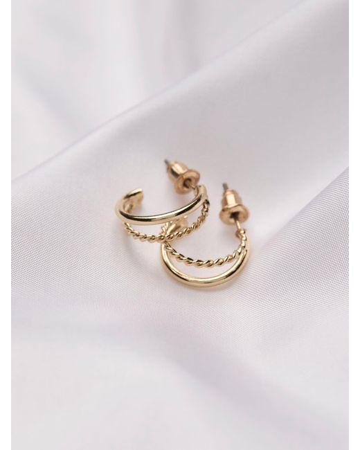 FatFace Natural Fatface Double Hoop Huggie Earrings