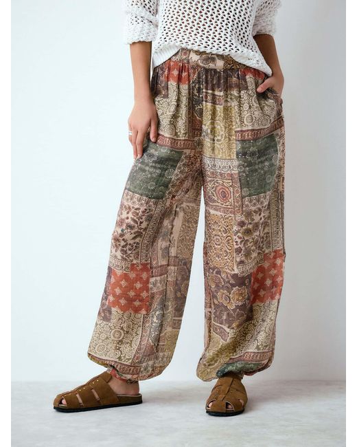 Next Natural Patchwork Balloon Leg Trousers