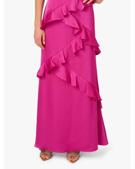 Adrianna Papell Pink Adrianna By Stretch Satin Long Dress