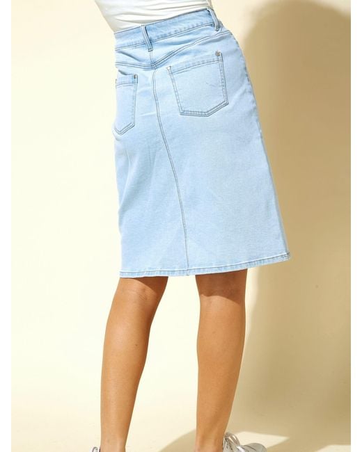 Roman Blue A-Line Knee Length Denim Skirt
