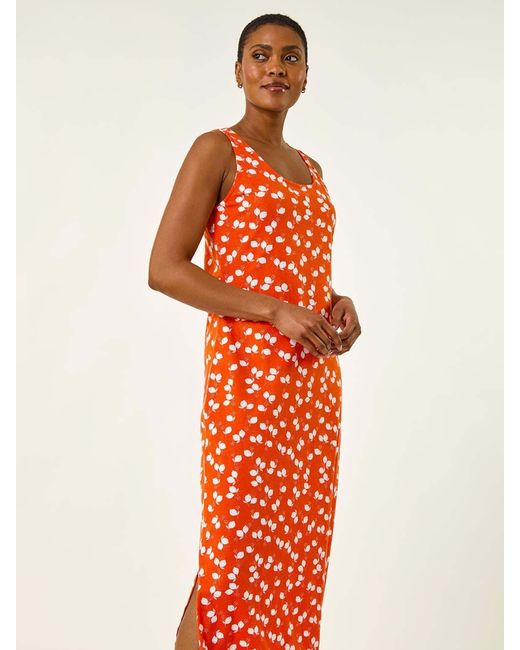 Roman Orange Lemon Print Maxi Dress