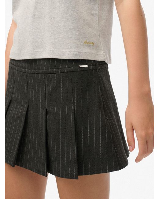 Superdry Black Pinstripe Pleat Mini Skirt