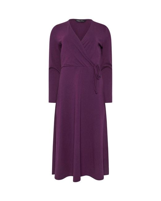 M Com Purple Long Sleeve Wrap Dress