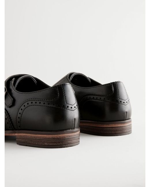Next Black Double Monk Toe Cap Shoes for men