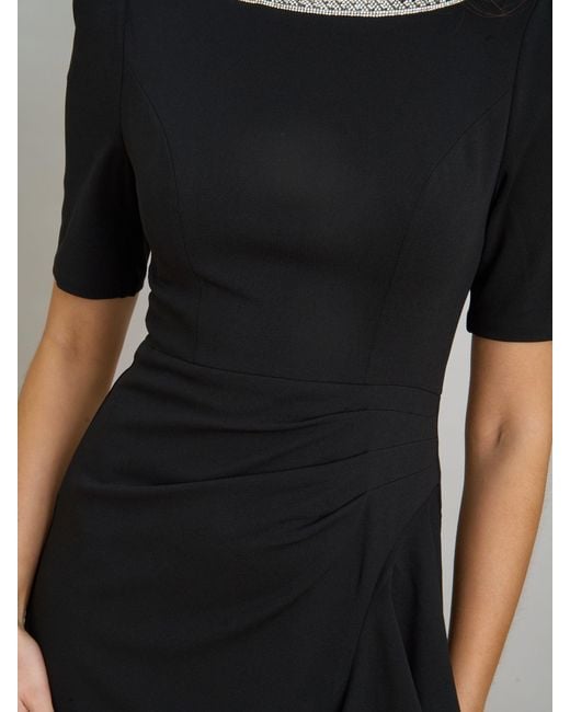 Gina Bacconi Black Paola Beaded Neck Maxi Dress