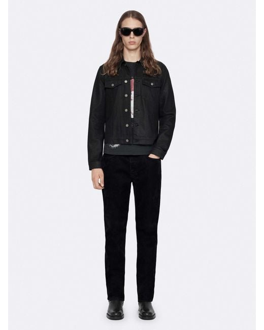 AllSaints Black Allsaints Fitted Trucker Jacket for men