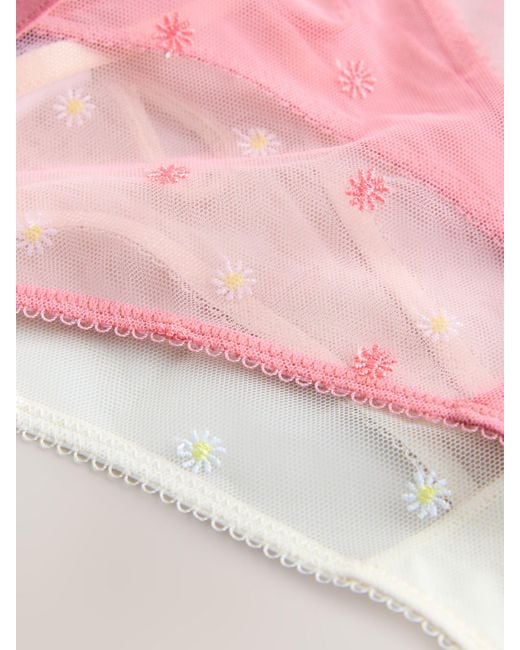 Next Pink Daisy Embroidered Knickers 2 Pack