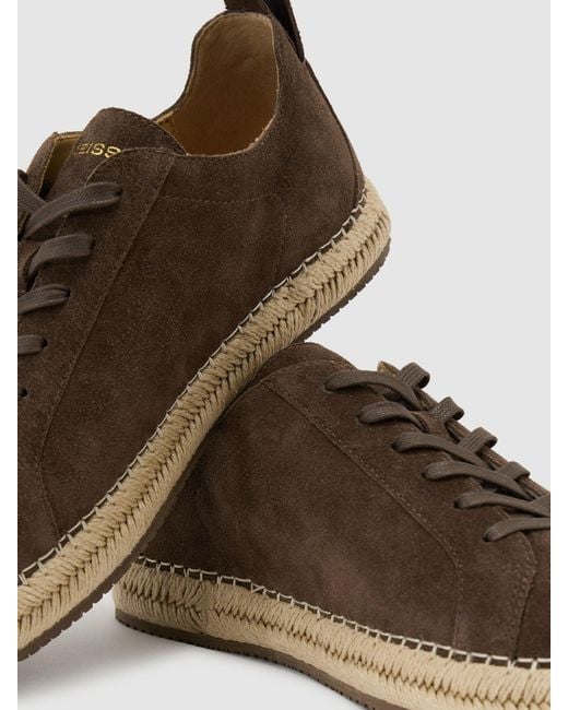 Reiss Brown Cade Suede Espadrille Lace-Up Trainers for men