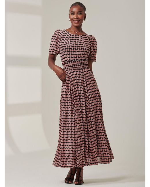 Jolie Moi Pink Spot Print Mesh Maxi Dress