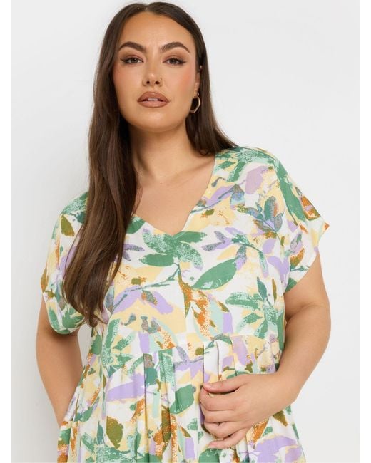 Yours Curve Green Pleated Front Dress