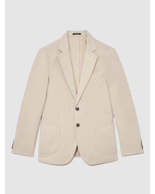 Reiss Natural Garment-Dyed Piqué Single-Breasted Suit Blazer Tailored-Fit for men
